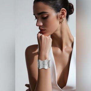 Woven Bali Silver Cuff Bracelet